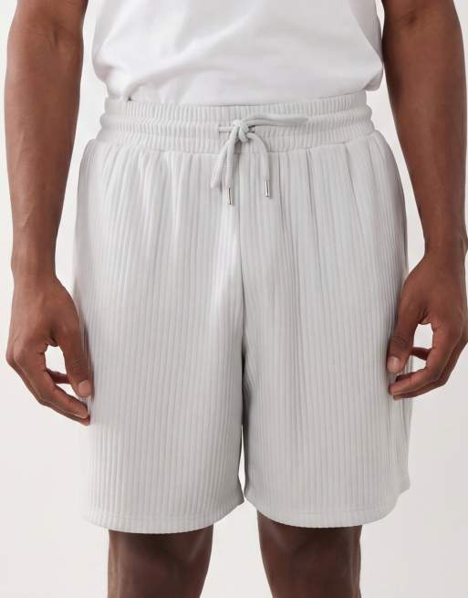 ASOS DESIGN – Grå, ribbade jersey-shorts i oversized fit, 4 av 5