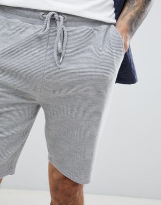 ASOS DESIGN – Grå, ribbade shorts i jersey