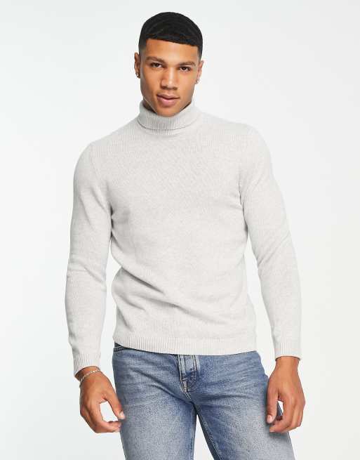 ASOS DESIGN - Grå rullekravebluse i mellemtung bomuld