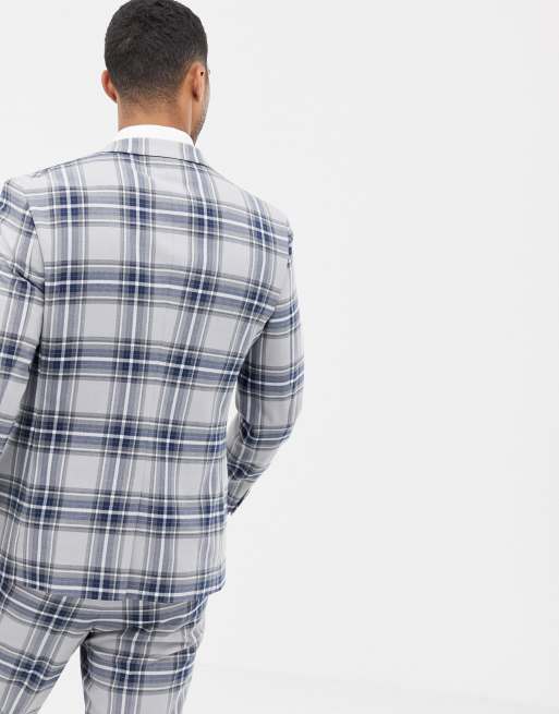 ASOS DESIGN – Grå, rutig kostymjacka med extra smal passform, 2 av 4