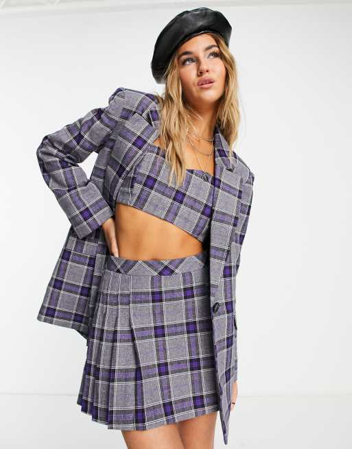 ASOS DESIGN – Grå rutig kostymkavaj