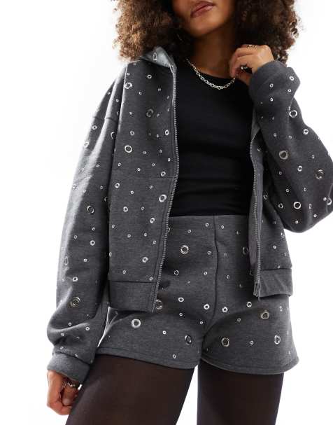 ASOS DESIGN – Grå shorts med öljetter, del av set - view 1