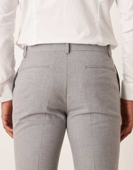 ASOS DESIGN - Grå skinny-habitbukser med sildebensmønster i flonel, 4 af 5