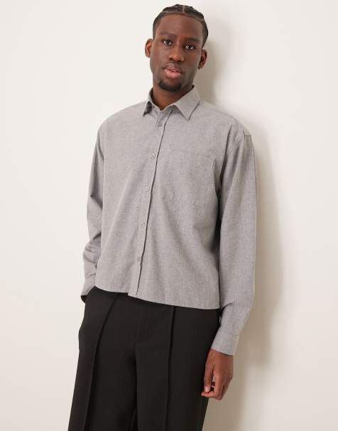 ASOS DESIGN – Grå skjorta i oversize med boxig passform - view 1