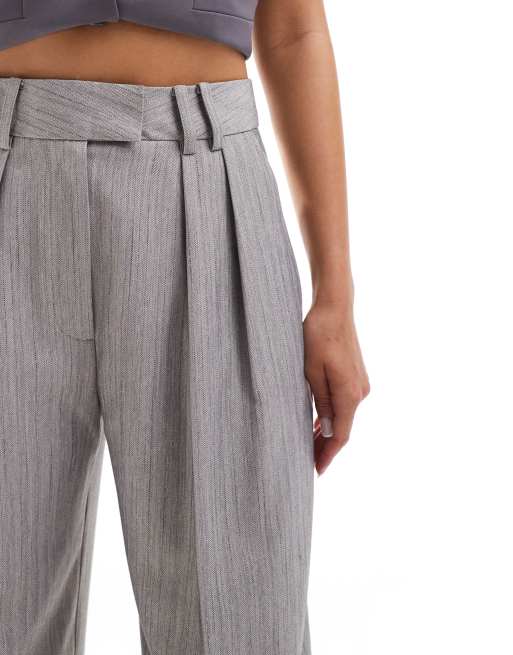 ASOS DESIGN - Grå skræddersyede bukser med tekstur og vide ben, 3 af 5
