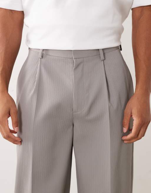 ASOS DESIGN - Grå skræddersyede tapered bukser med oversized pasform og comfort-stretch i ribstrik, 2 af 5