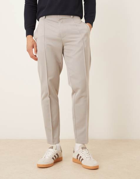 ASOS DESIGN - Grå skræddersyede tapered bukser med pintucks - view 1