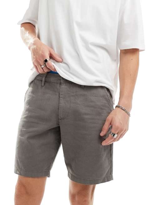 ASOS DESIGN – Grå smala linneshorts