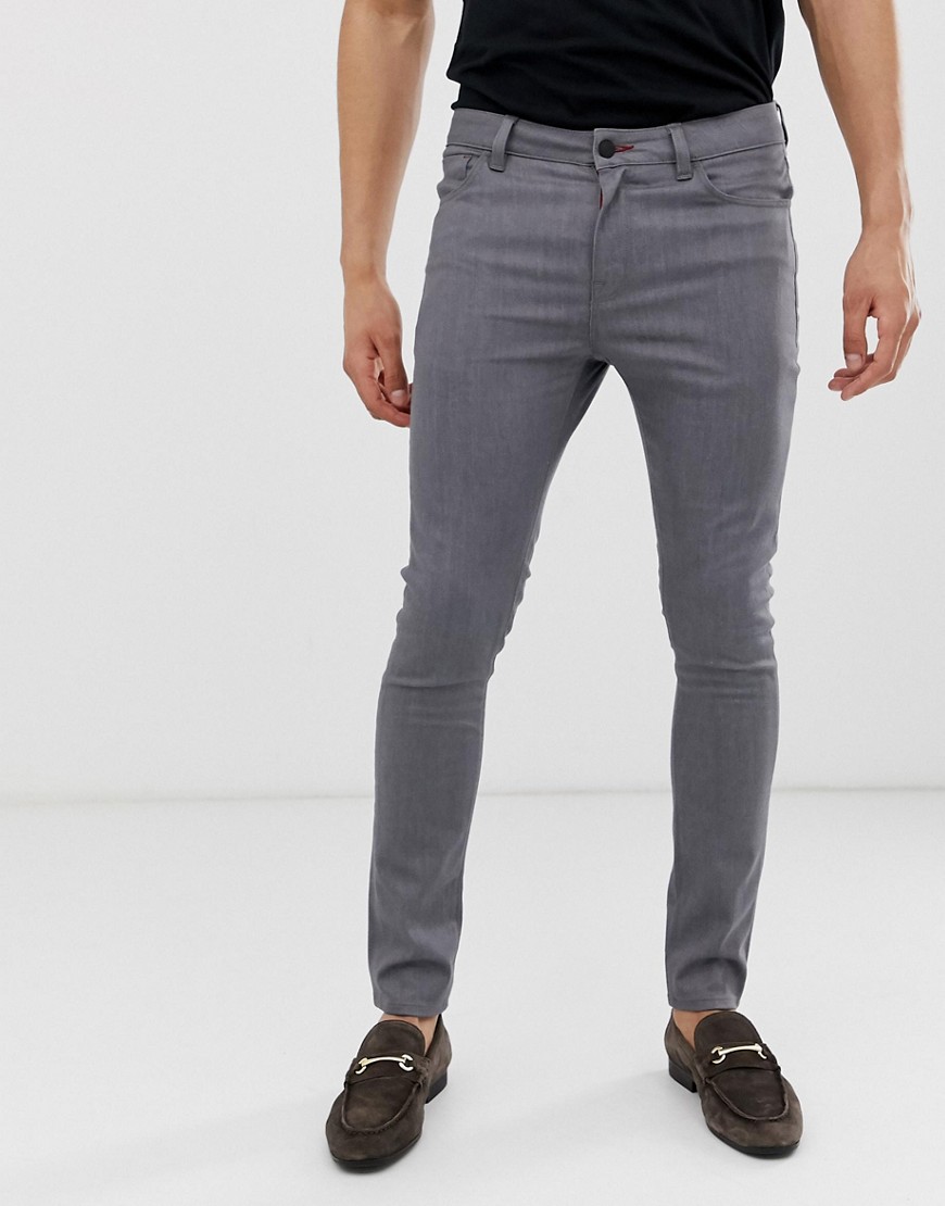 ASOS DESIGN – Grå, smarta, superskinny jeans i ankellängd