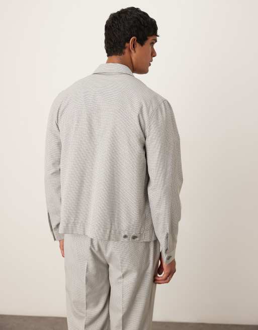 ASOS DESIGN – Grå, smårutig smart harrington-jacka, del av set, 4 av 4
