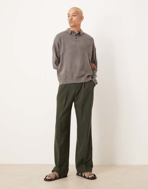 ASOS DESIGN – Grå, stickad, borstad pikétröja i oversize med boxig passform, 3 av 4