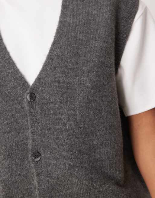 ASOS DESIGN – Grå, stickad väst med knäppning och oversize-passform, 3 av 4
