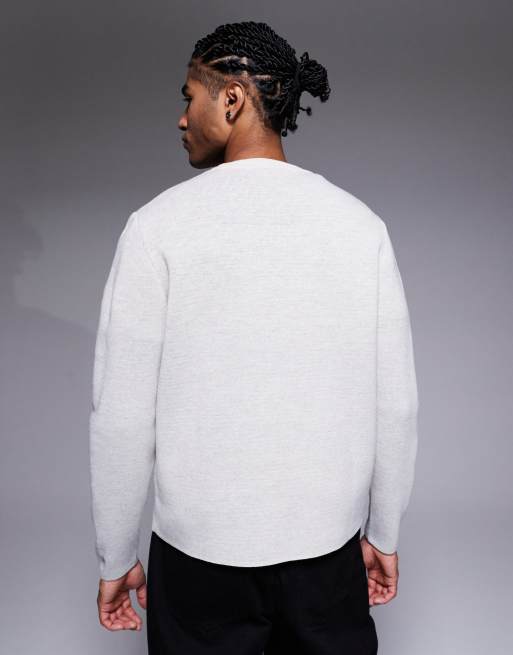 ASOS DESIGN - Grå strikket afslappet trøje med kvitteringsgrafik, 3 af 5