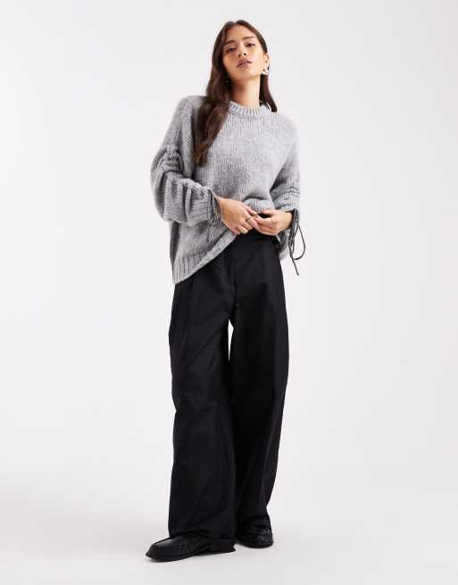 ASOS DESIGN - Grå strikket trøje med rynkede ærmer, 2 af 4