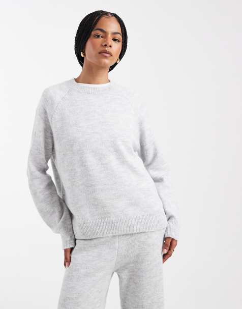 ASOS DESIGN - Grå striktrøje med raglanærmer - Del af sæt - view 1