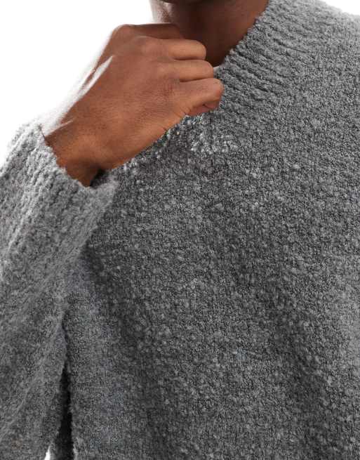 ASOS DESIGN – Grå, strukturstickad tröja i extra oversize med boxig passform och v-ringning, 3 av 4