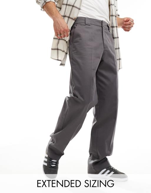 ASOS DESIGN – Grå, styva chinos i arbetsstil