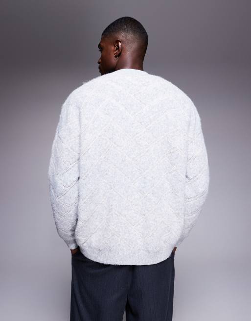 ASOS DESIGN - Grå super-oversized cardigan tekstureret strik, 3 af 5