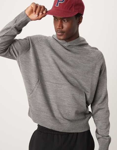 ASOS DESIGN - Grå super-oversized hættetrøje med sænkede skuldre i strik i firkantet pasform - view 1