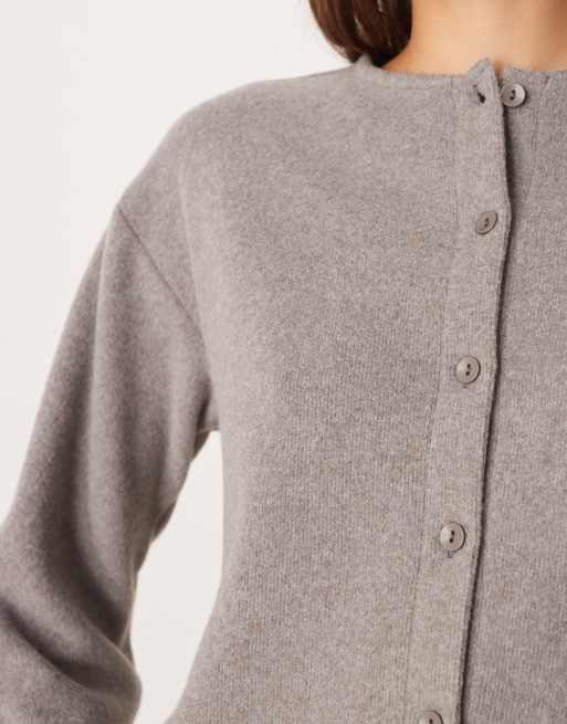ASOS DESIGN - Grå superblød langærmet overdel med knapper - Del af sæt, 4 af 4