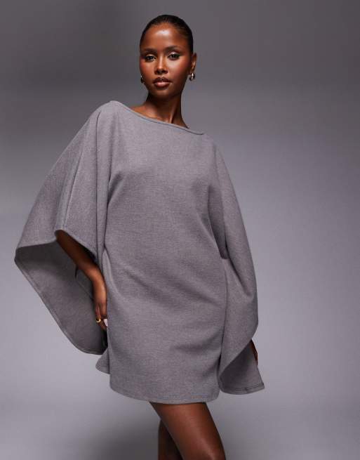 ASOS DESIGN – Grå, supermjuk miniklänning med cape, 2 av 4