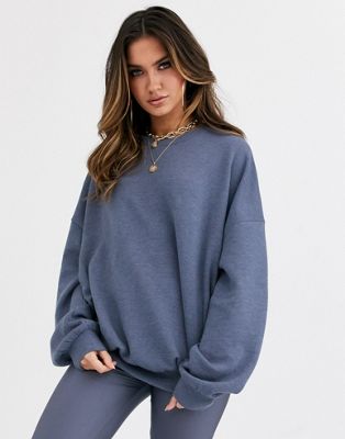 ASOS DESIGN – Grå supermjuk sweatshirt i oversize-modell, del av set-Blå