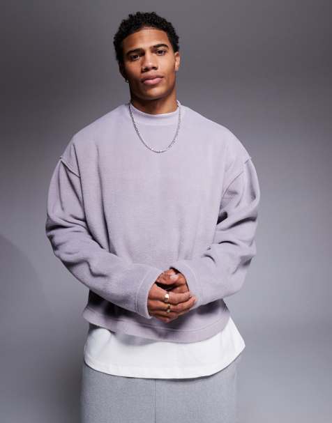 ASOS DESIGN – Grå sweatshirt av polarfleece i extra oversize - view 1