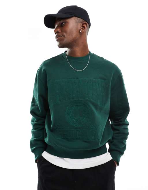 ASOS DESIGN – Grå sweatshirt i oversize med ton-i-ton-färgat broderi 