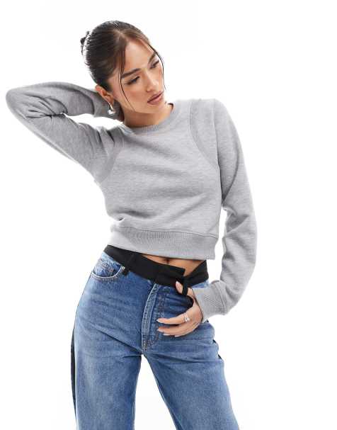 ASOS DESIGN – Grå sweatshirt i två lager - view 1