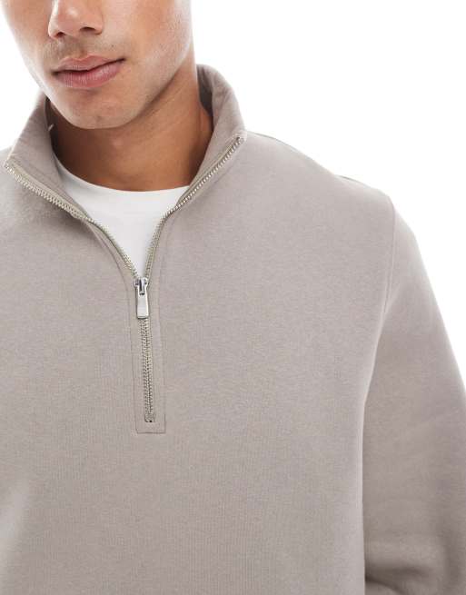 ASOS DESIGN – Grå sweatshirt med kort dragkedja, 3 av 5