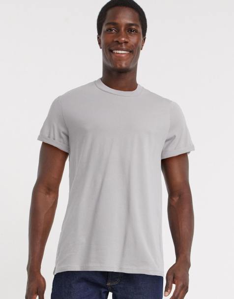 ASOS DESIGN – Grå t-shirt i oversize med rullad ärm - view 1