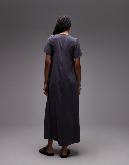 ASOS DESIGN - Grå T-shirt-kjole med trapez-form i modal, 2 af 4