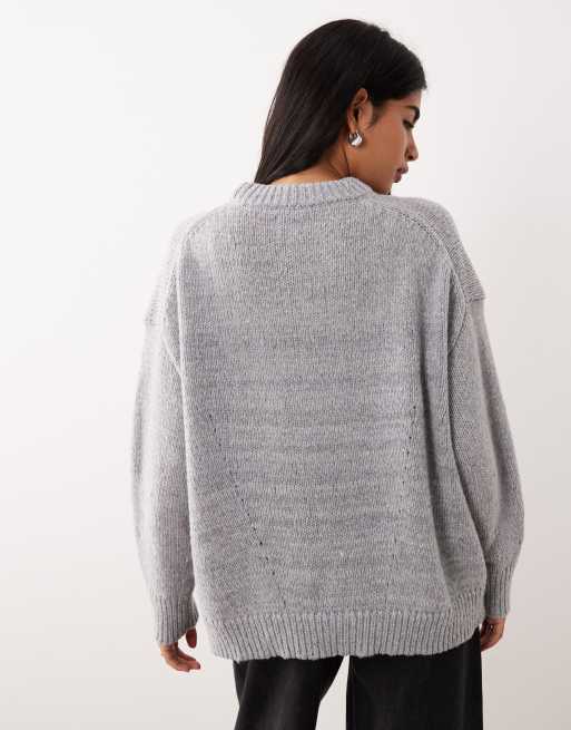 ASOS DESIGN – Grå tröja i oversize med rosmönster, 4 av 4