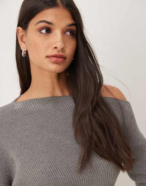 ASOS DESIGN – Grå tröja med bara axlar i chenille, 4 av 4