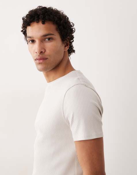 ASOS DESIGN - Grå tætsiddende T-shirt i kraftigt stof med ribber - view 1