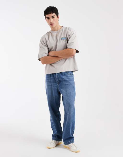 ASOS DESIGN – Grå, tvättad t-shirt i oversized fit med boxig passform och musiktryck i retrostil, 2 av 5