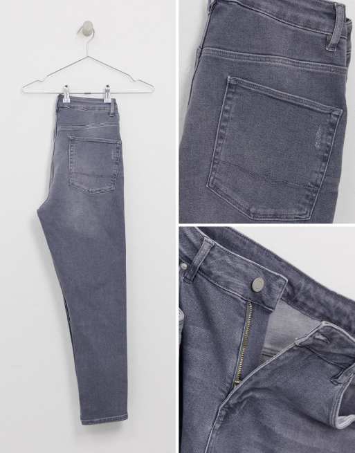 ASOS DESIGN – Grå tvättade avsmalnande jeans med slitningar, 4 av 4