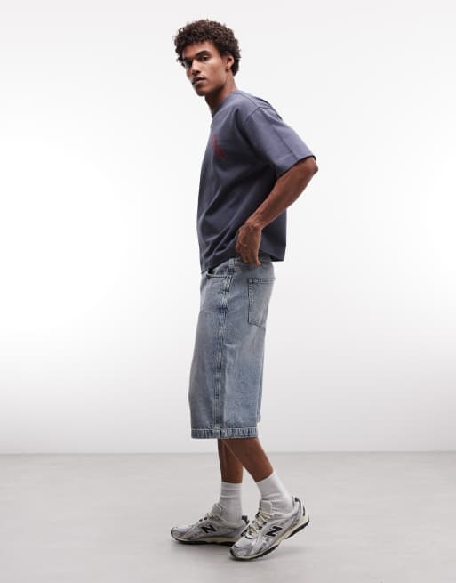 ASOS DESIGN – Grå, tvättade jeansshorts i lång modell, 2 av 5