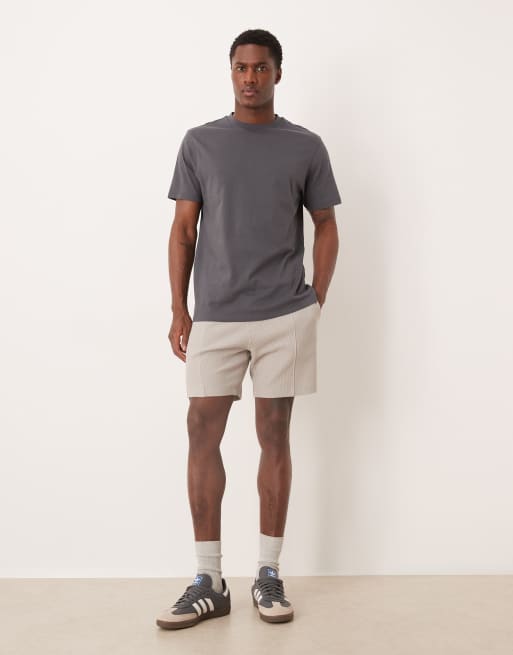 ASOS DESIGN – Grå, våfflade jersey-shorts med smal passform och stråveck, 2 av 5
