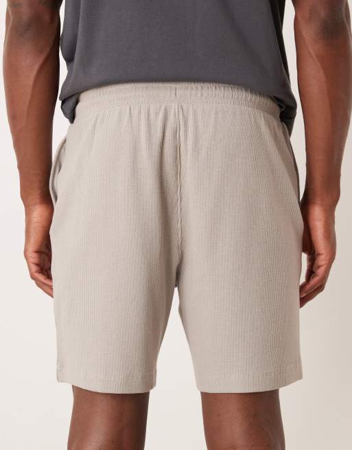 ASOS DESIGN – Grå, våfflade jersey-shorts med smal passform och stråveck, 5 av 5