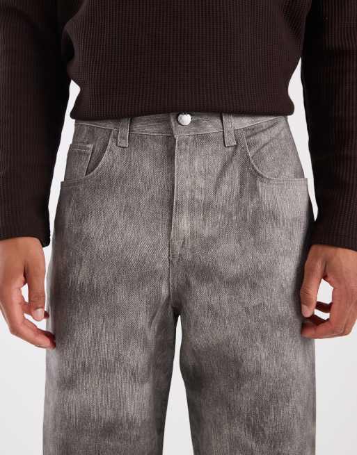 ASOS DESIGN – Gråa, baggy byxor med suddigt mönster, 4 av 5