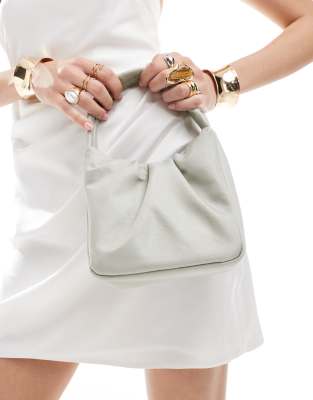 grab bag with ruched front in silver-Gray