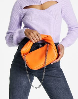 ASOS DESIGN grab bag with twist handle and detachable shoulder chain in orange - ASOS Price Checker