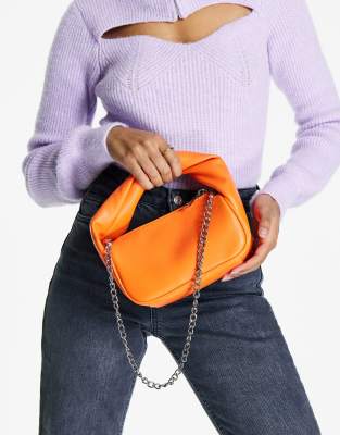 ASOS DESIGN grab bag with twist handle and detachable shoulder chain in orange - ASOS Price Checker