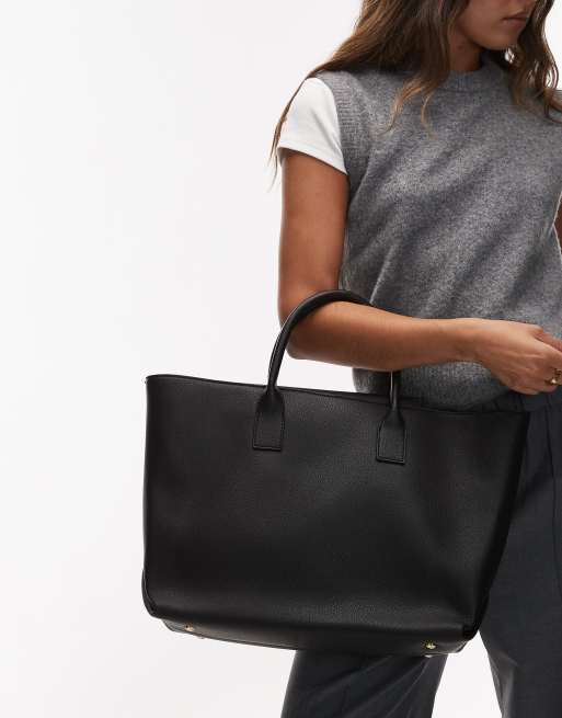 ASOS DESIGN grab handle tote bag in black