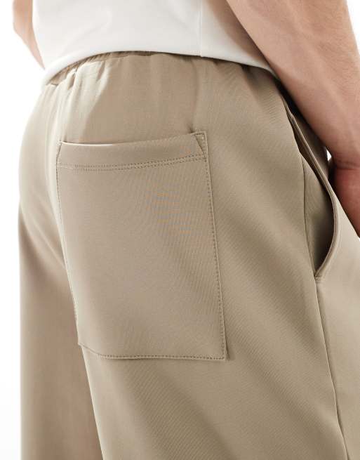 ASOS DESIGN – Gråbeige, avsmalnande mjukisbyxor i scubatyg, 3 av 5
