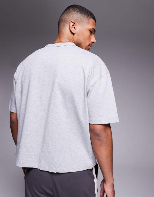 ASOS DESIGN – Gråbeige kraftig t-shirt i boxig oversize passform   , 3 av 4