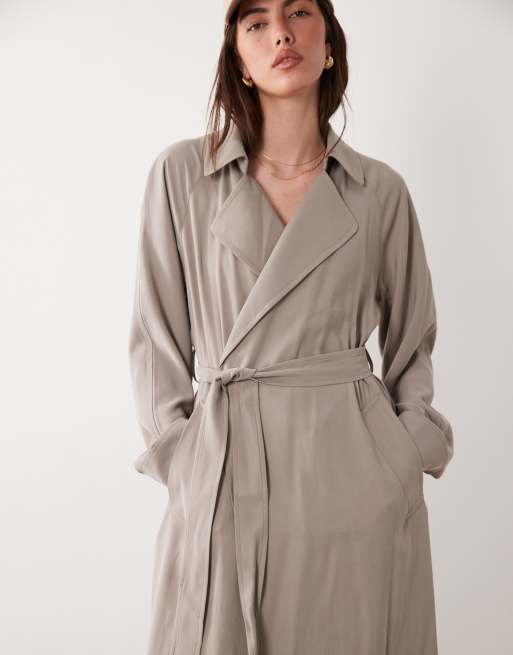 ASOS DESIGN - Gråbrun blød longline-trenchcoat, 2 af 4