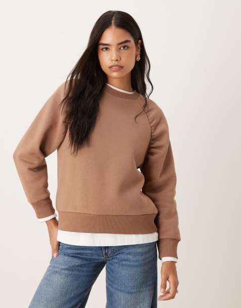 ASOS DESIGN - Gråbrun og oversized sweatshirt med raglandetalje og rynkedetaljer - view 1