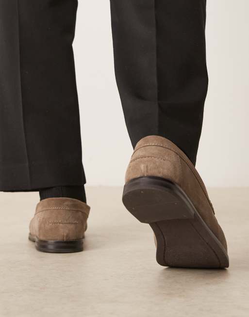 ASOS DESIGN - Gråbrune pennyloafers med rynker i ruskind, 3 af 4